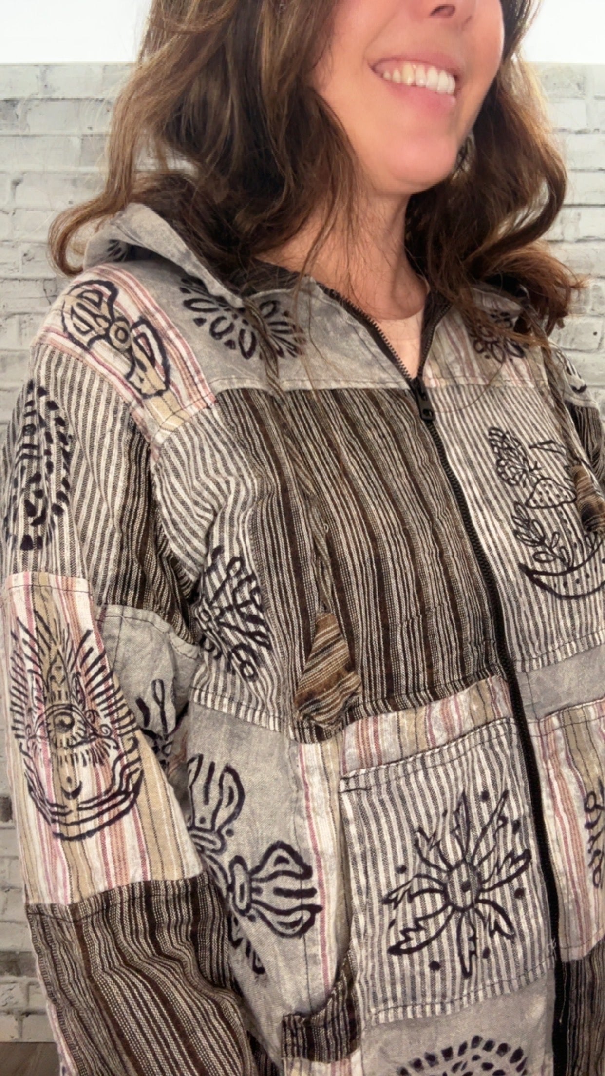 Cotton Patchwork Zip Jacket - 50072