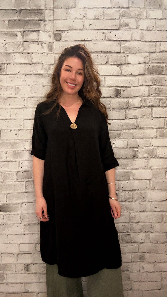 Linen Short Sleeve Dress - 60013