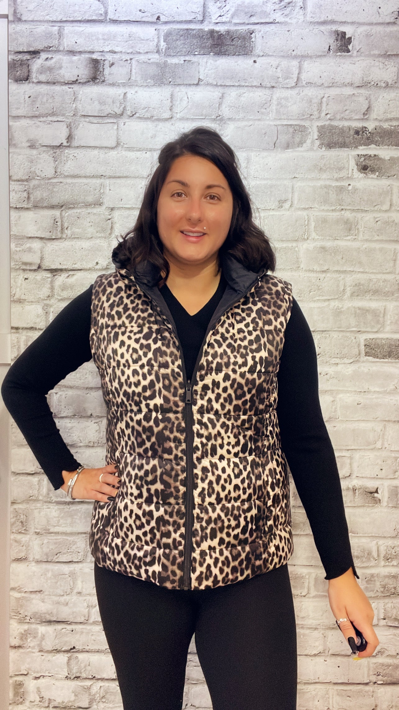 Reversible Jacket/Vest (Leopard/Black)-10085