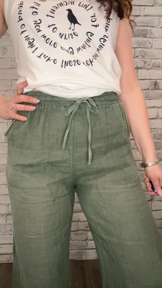 Khaki Linen Trouser -- 50105