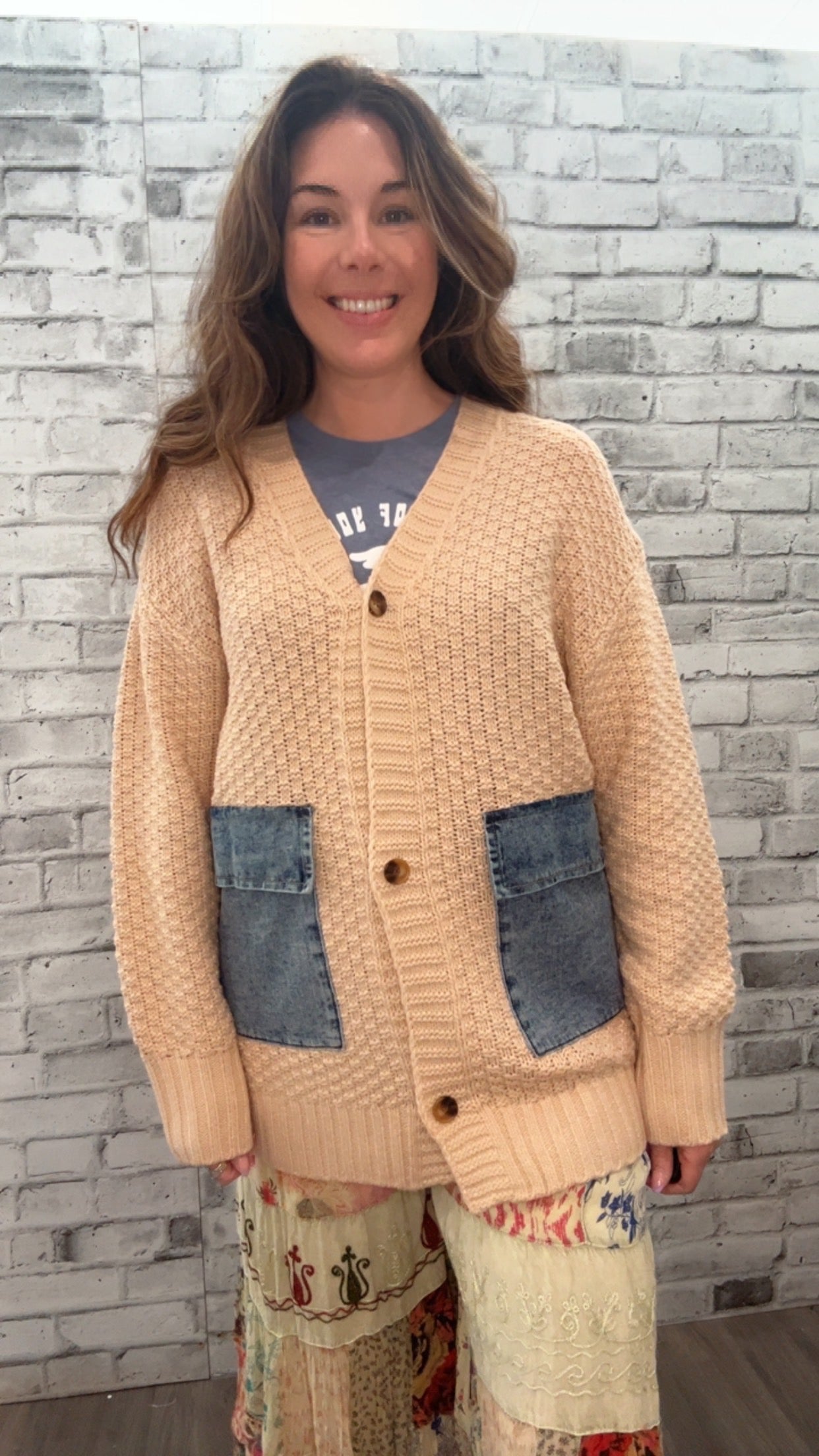 Knitted Jean Pocket Cardigan - 51002