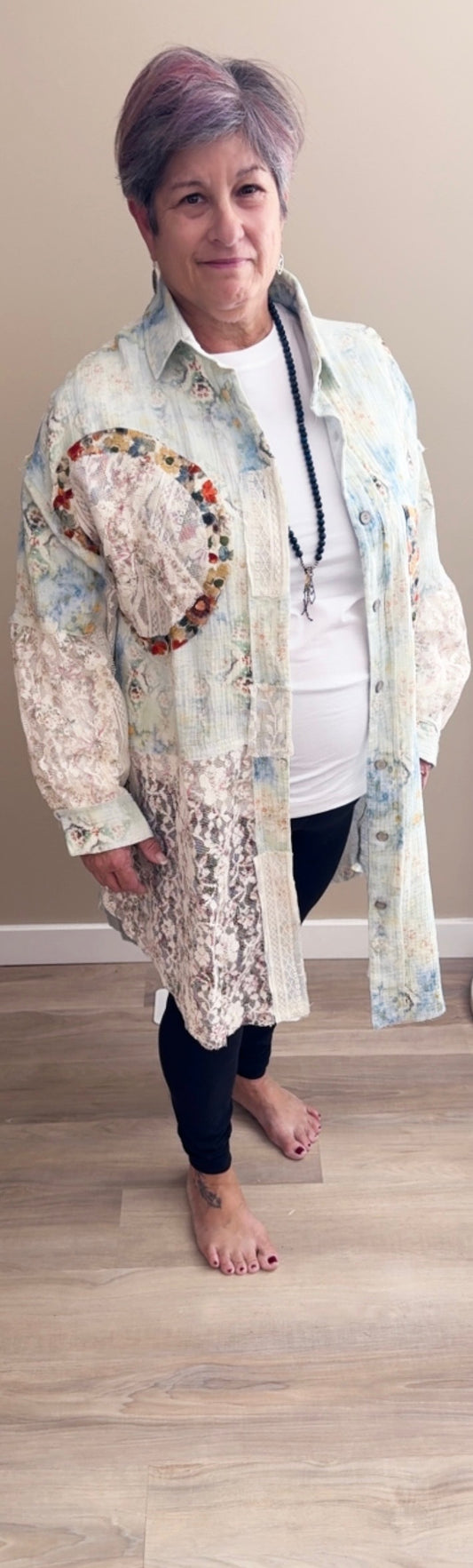 Button Up Floral Peace Shirt - 60002