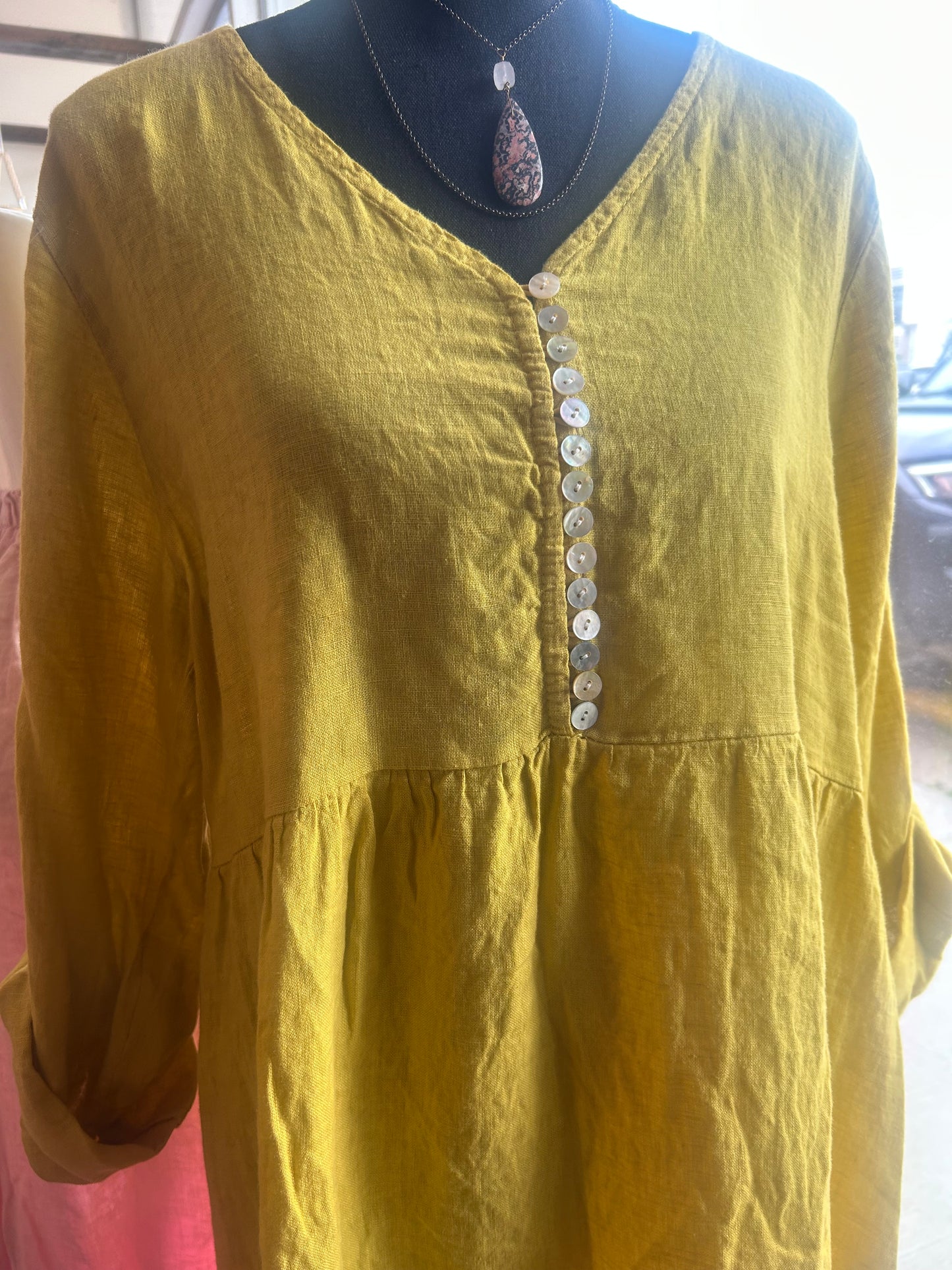 Linen Dress with Buttons - 21013