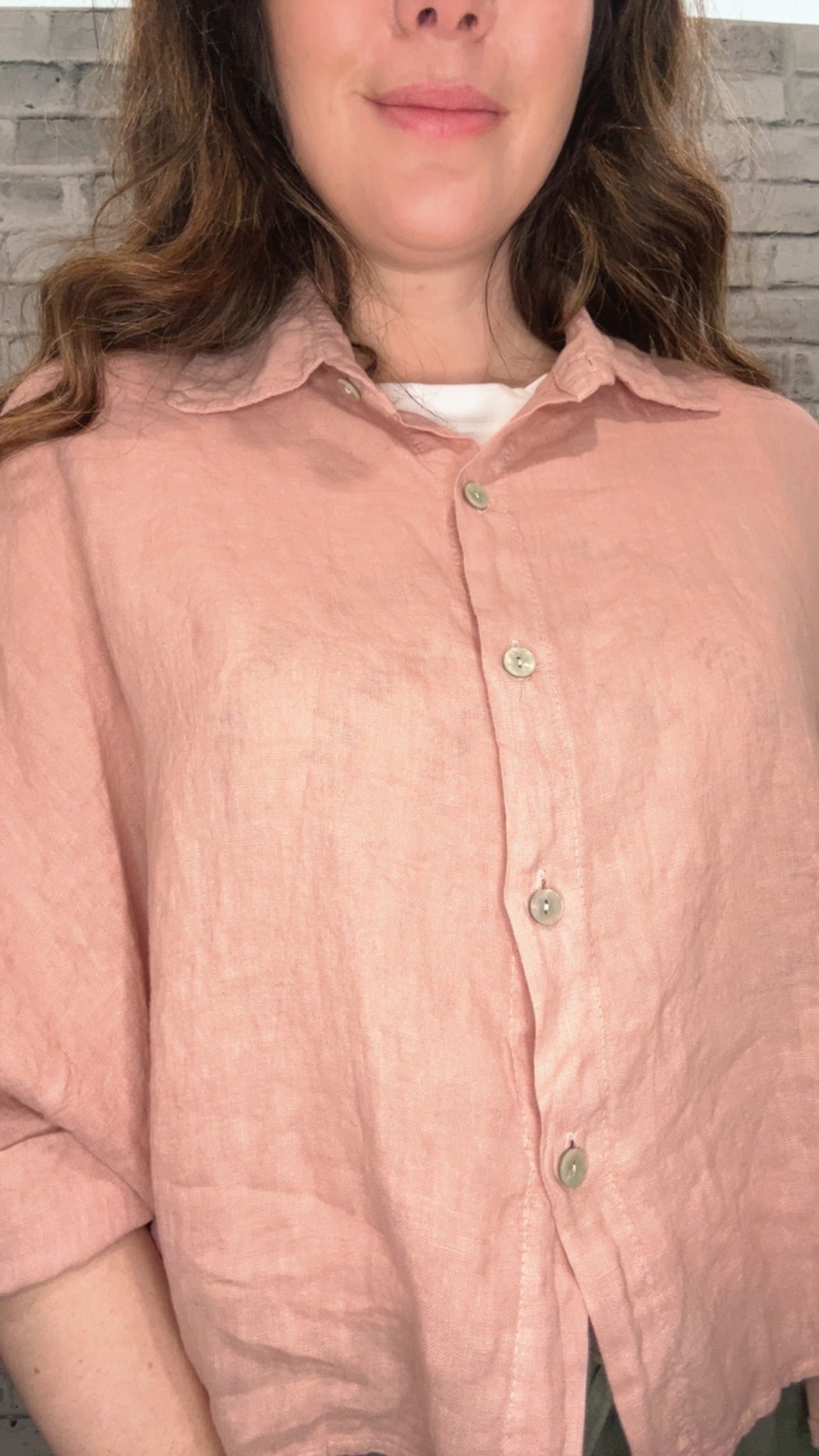 Button Up Short Linen Top - 50081