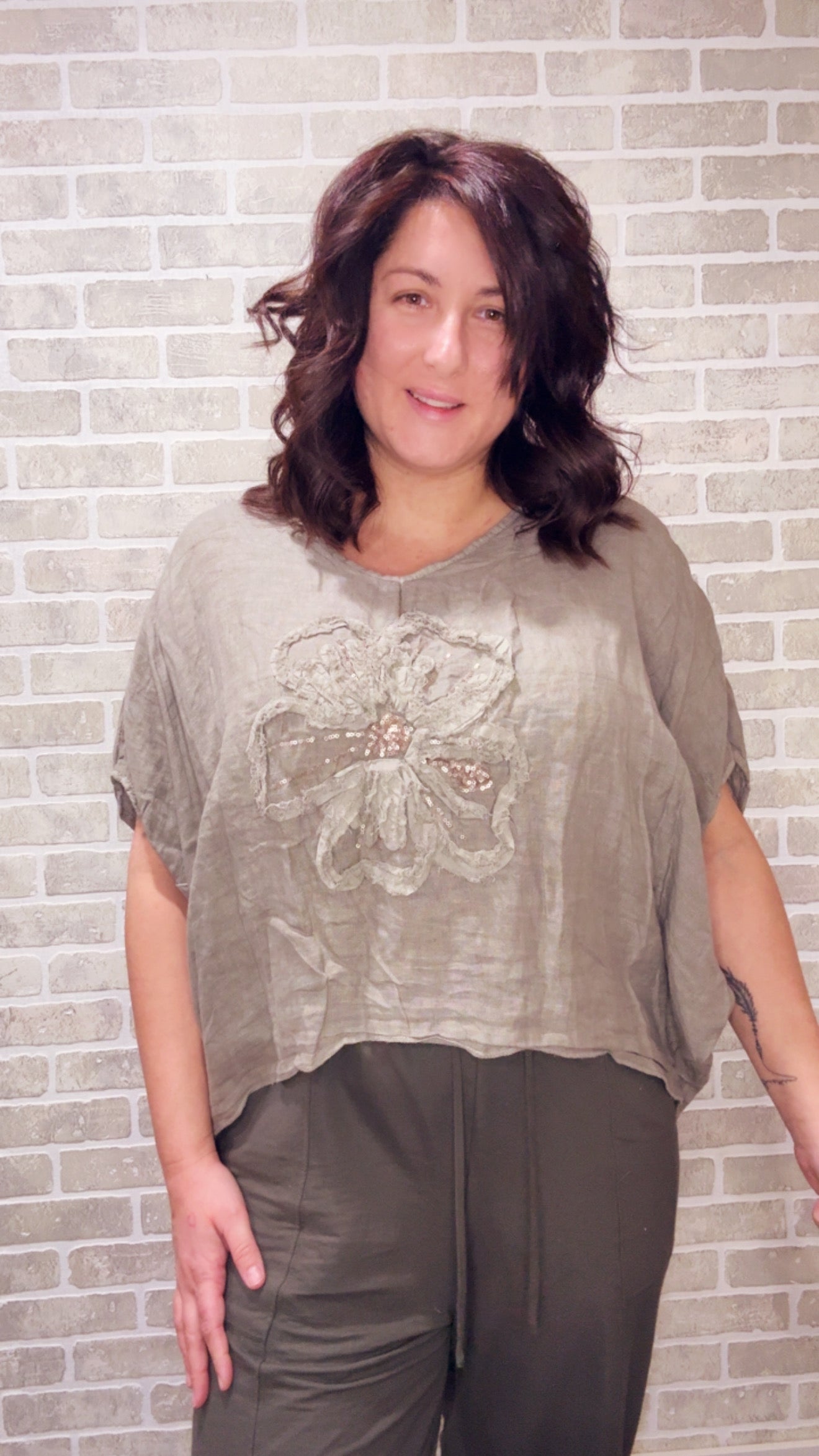 Flower Blouse Solid - 50079