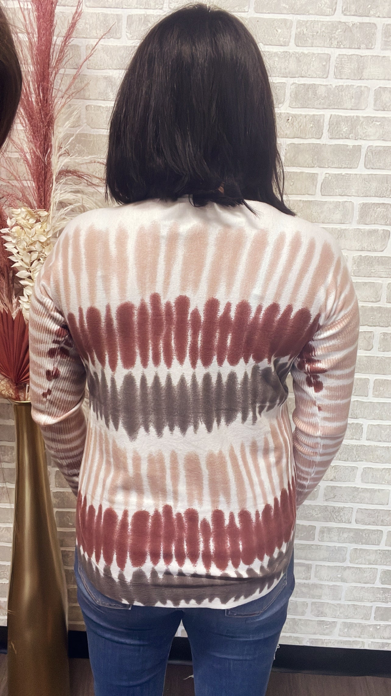 Stripped Raspberry and Grey Long Sleeve Sweater (C2380P-P263)