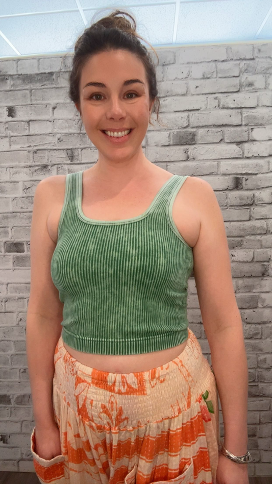 Ribbed Tank in Green - 50112