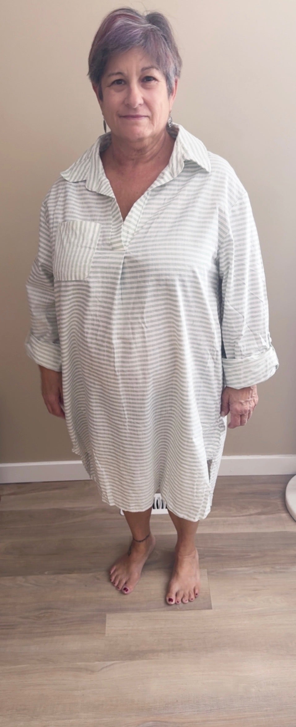 Striped Pocket Beach Cover Up - 60071