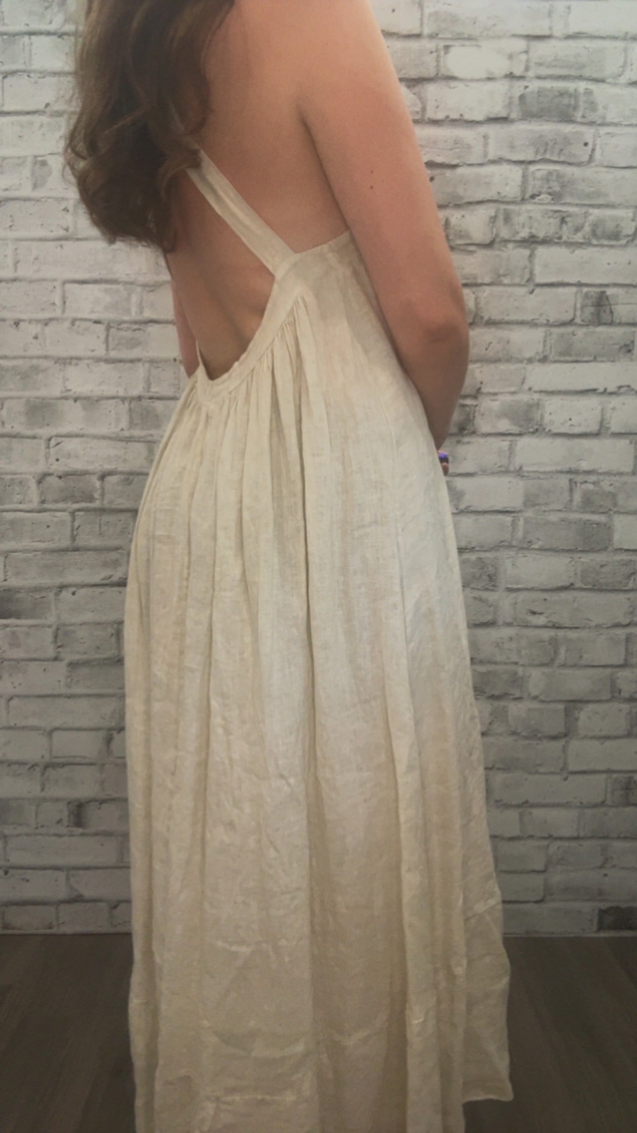 Linen Dress Low Back and Cross neck - 22004
