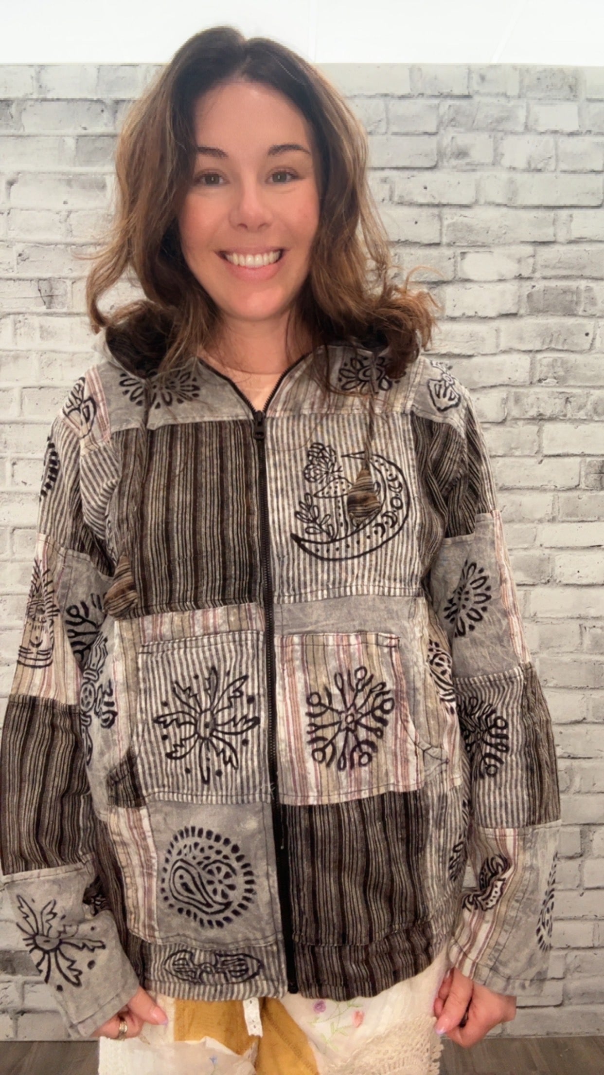 Cotton Patchwork Zip Jacket - 50072