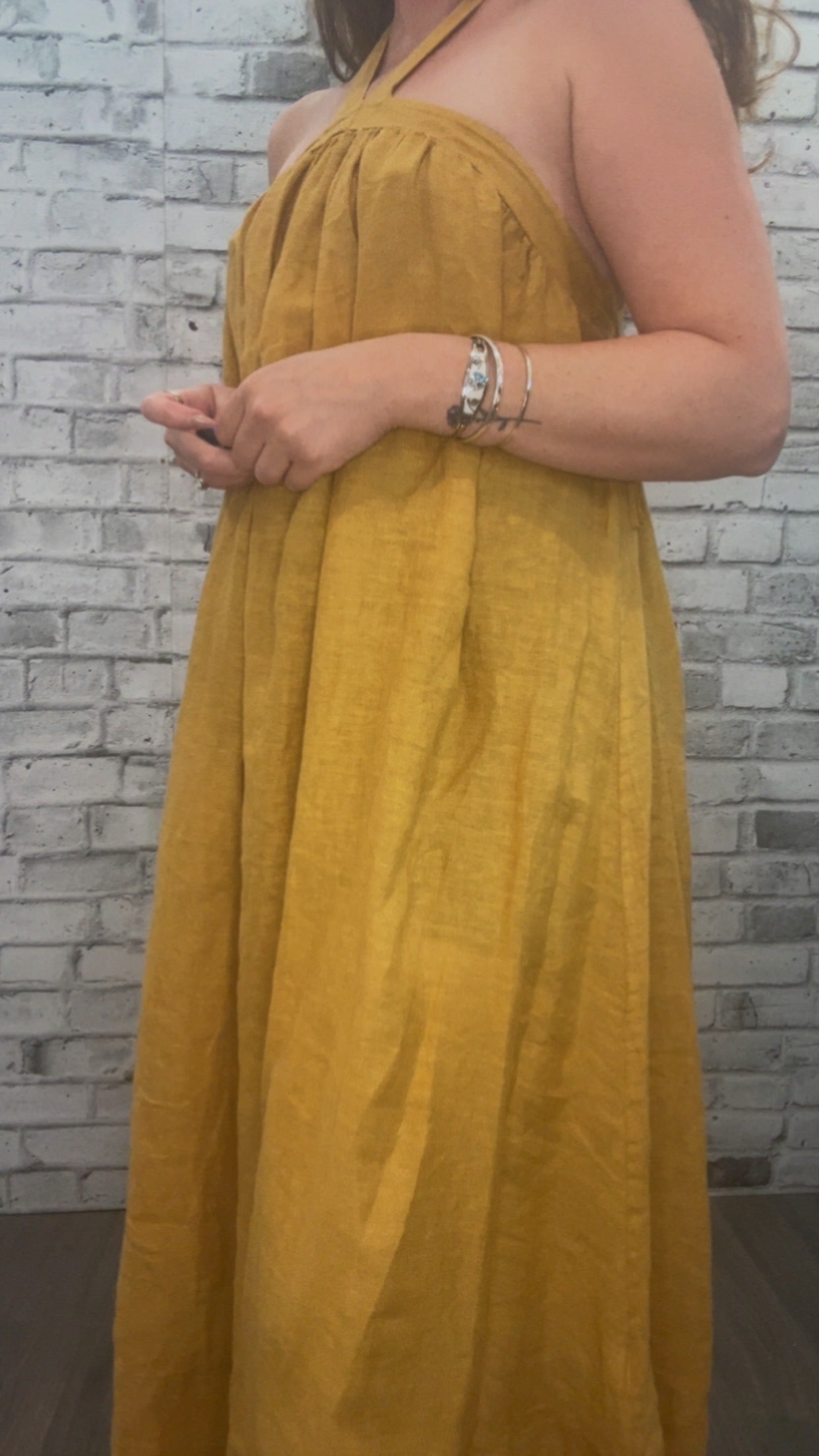 Linen Dress Low Back and Cross neck - 22004
