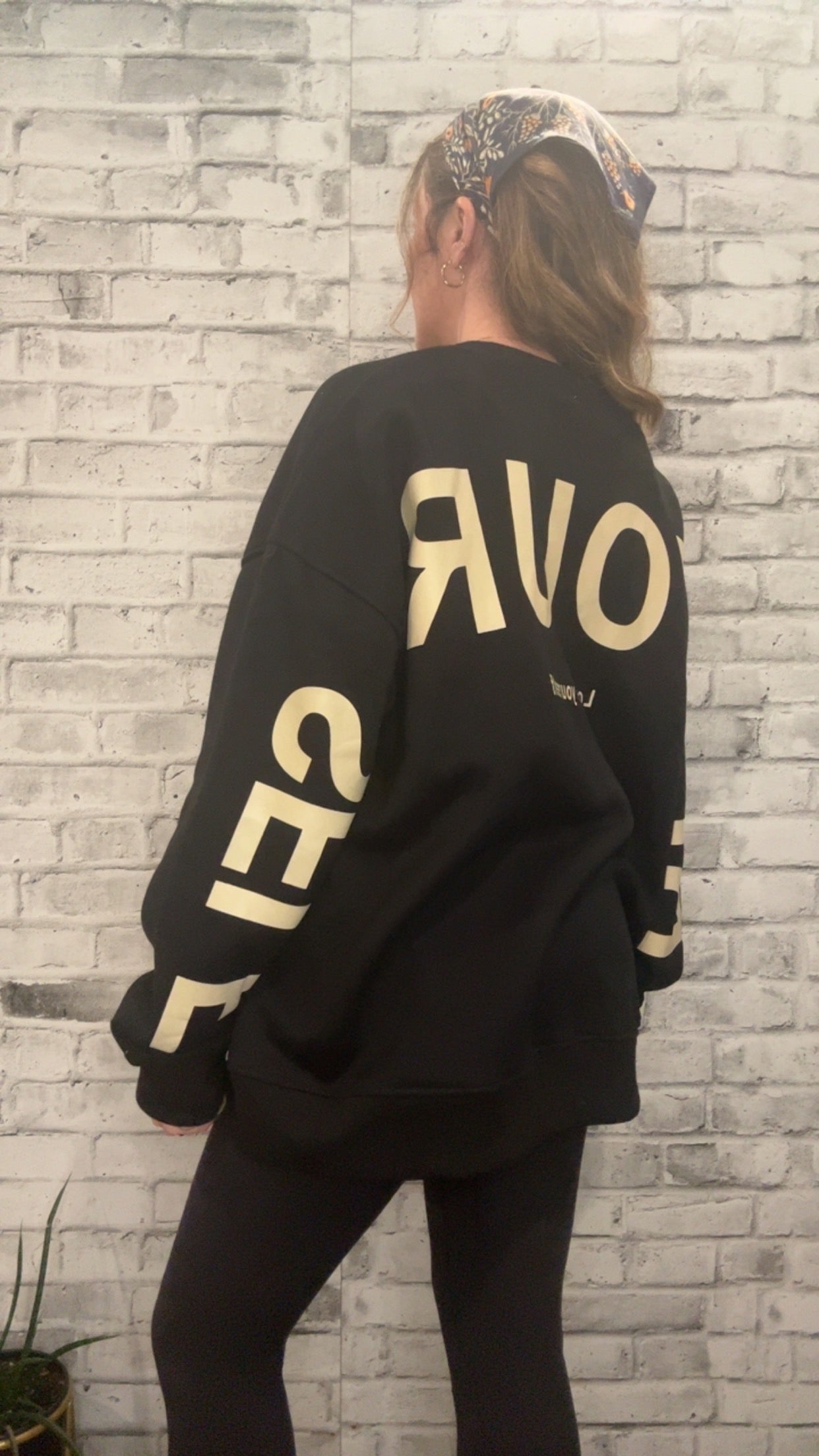 Be Yourself Love Yourself Printed Oversized Sweatshirt - 90001