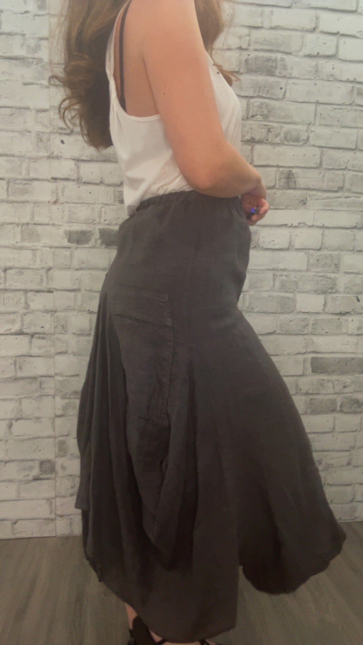 Linen Skirt with Pockets - 21011