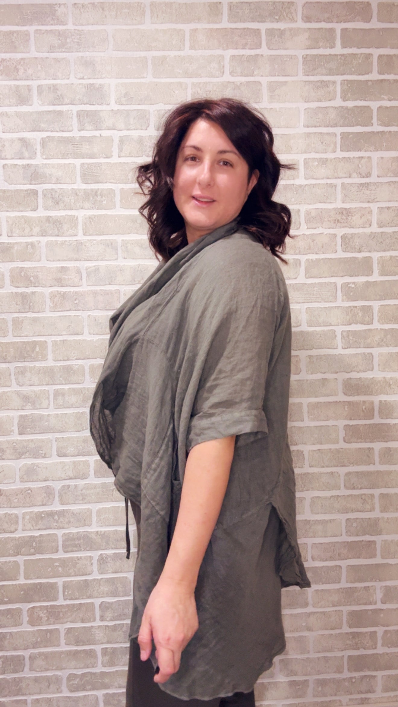 Oversized Blouse in Khaki - 50088