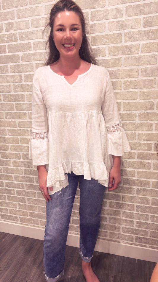 Ruffled White Tunic - 50060