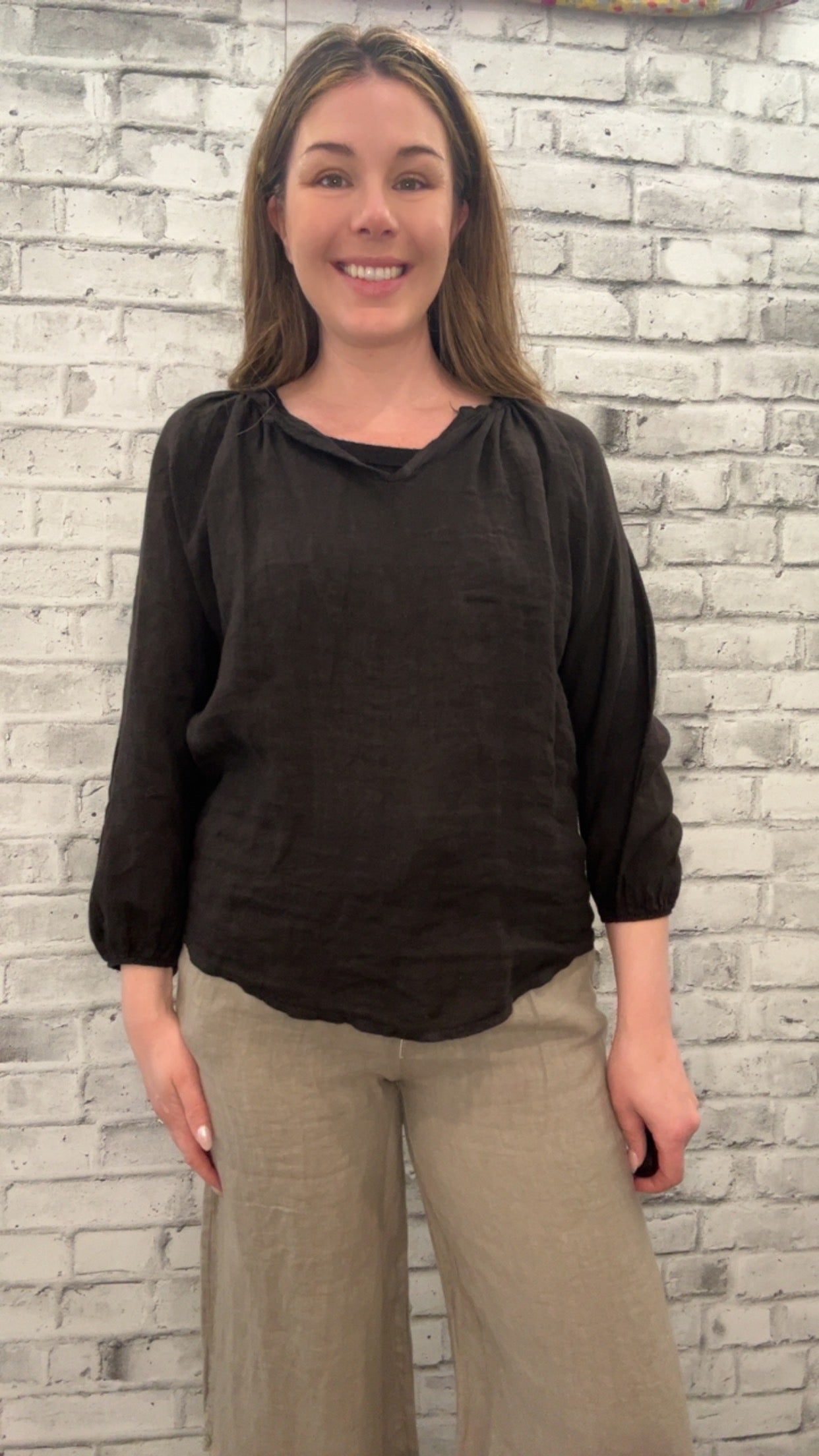 Black Linen Blouse- 60007
