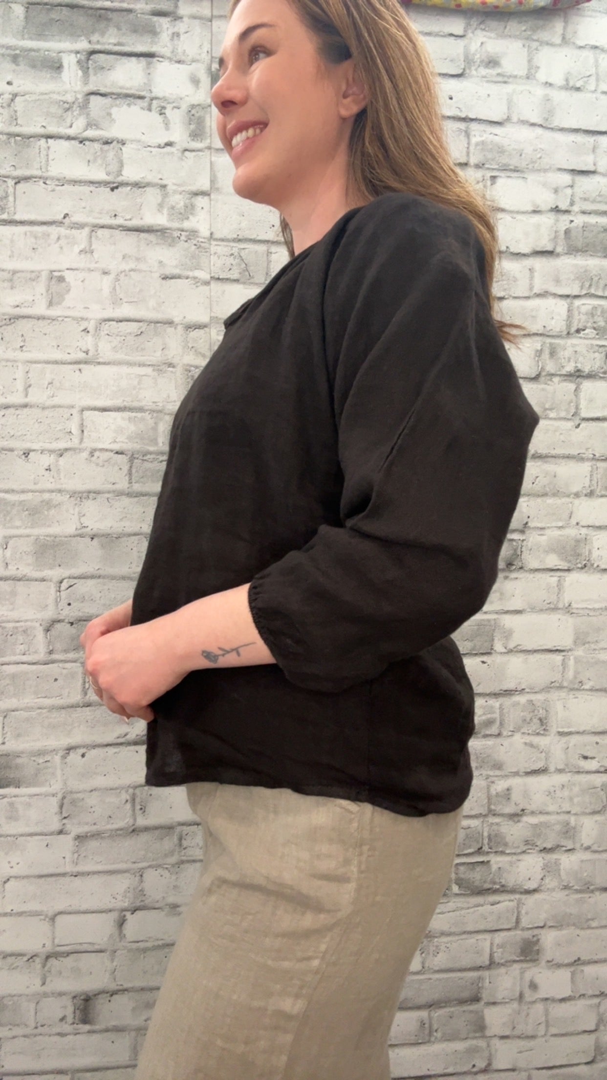 Black Linen Blouse- 60007
