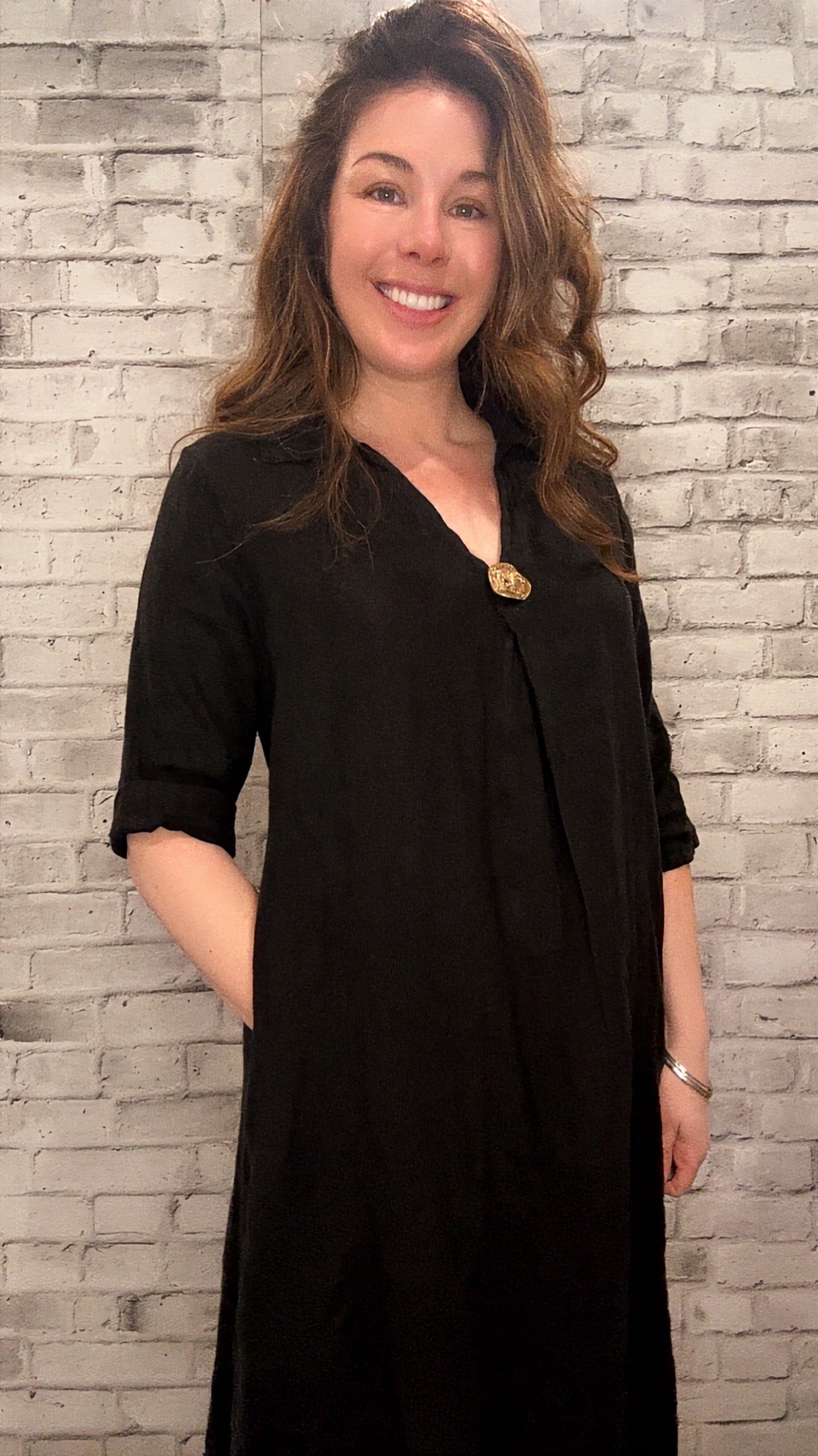 Linen Short Sleeve Dress - 60013