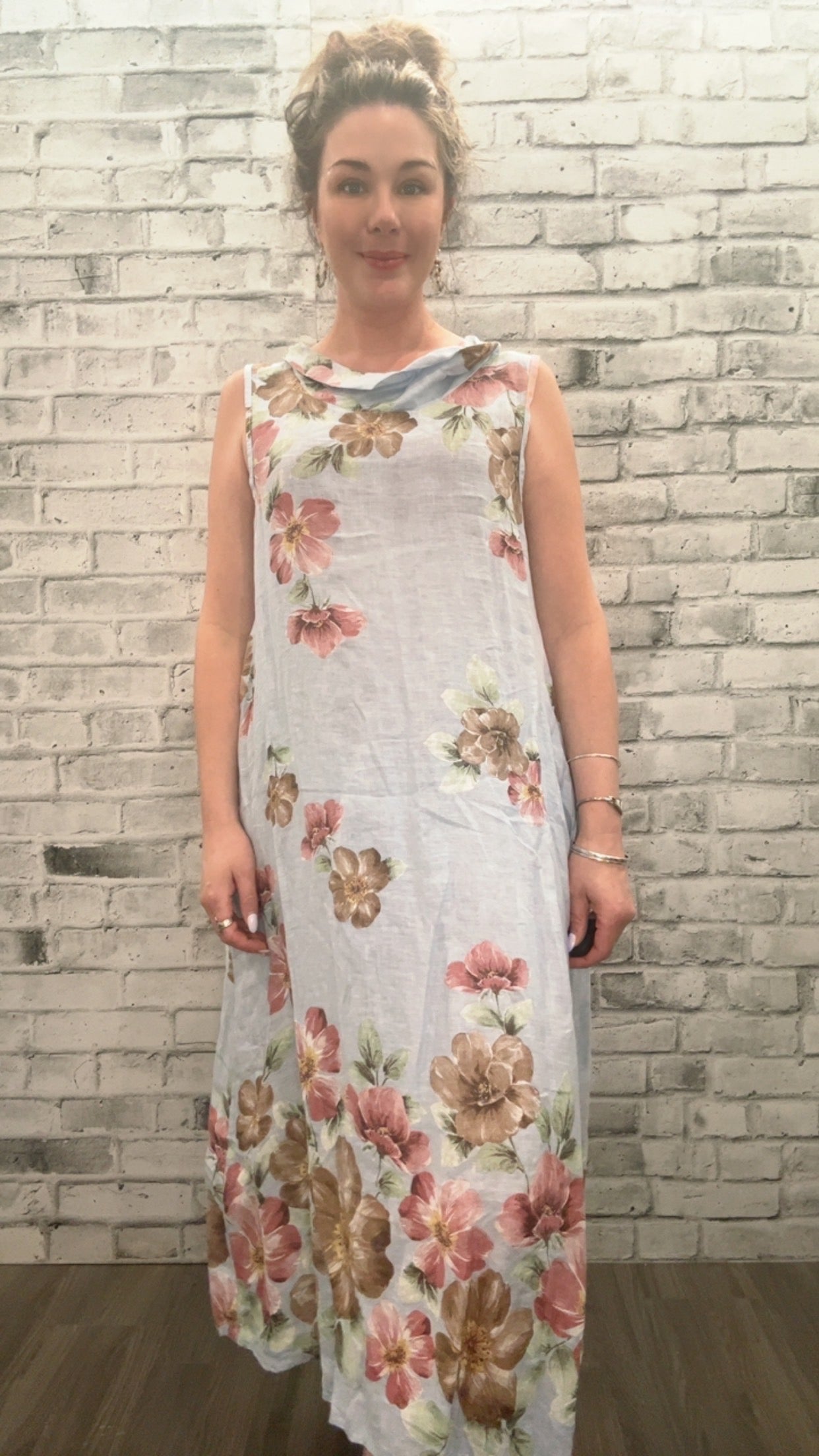 Floral Linen Dress - 21000