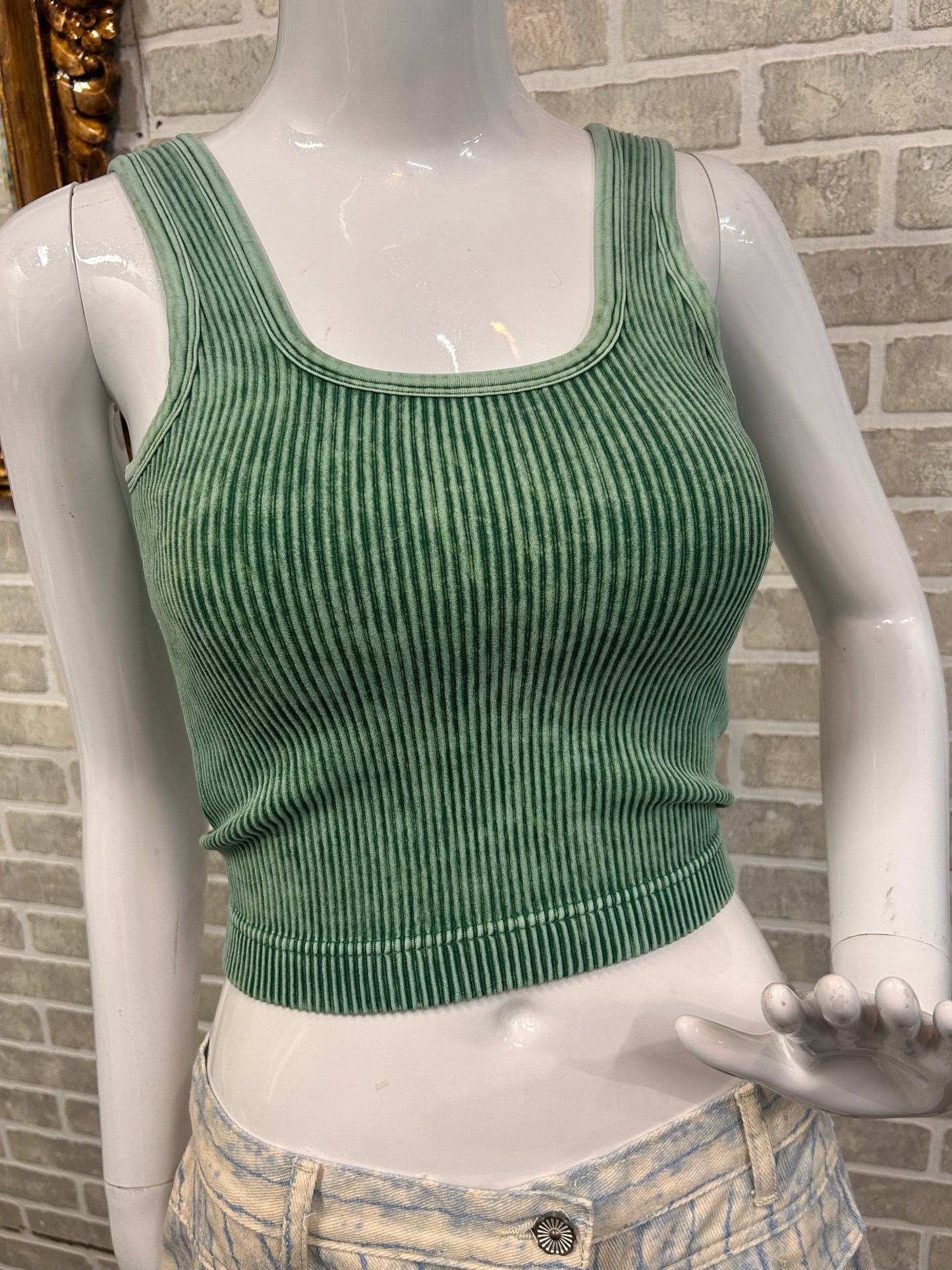 Ribbed Tank in Green - 50112