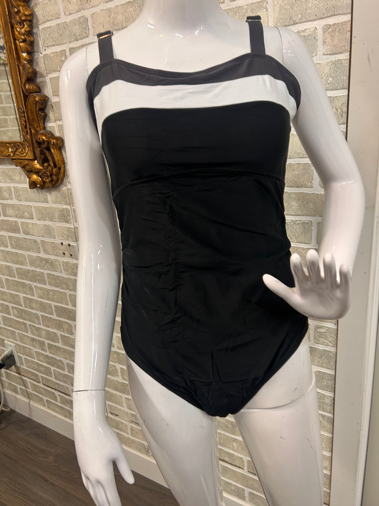 Black Striped Full piece Bathing Suit - 60073