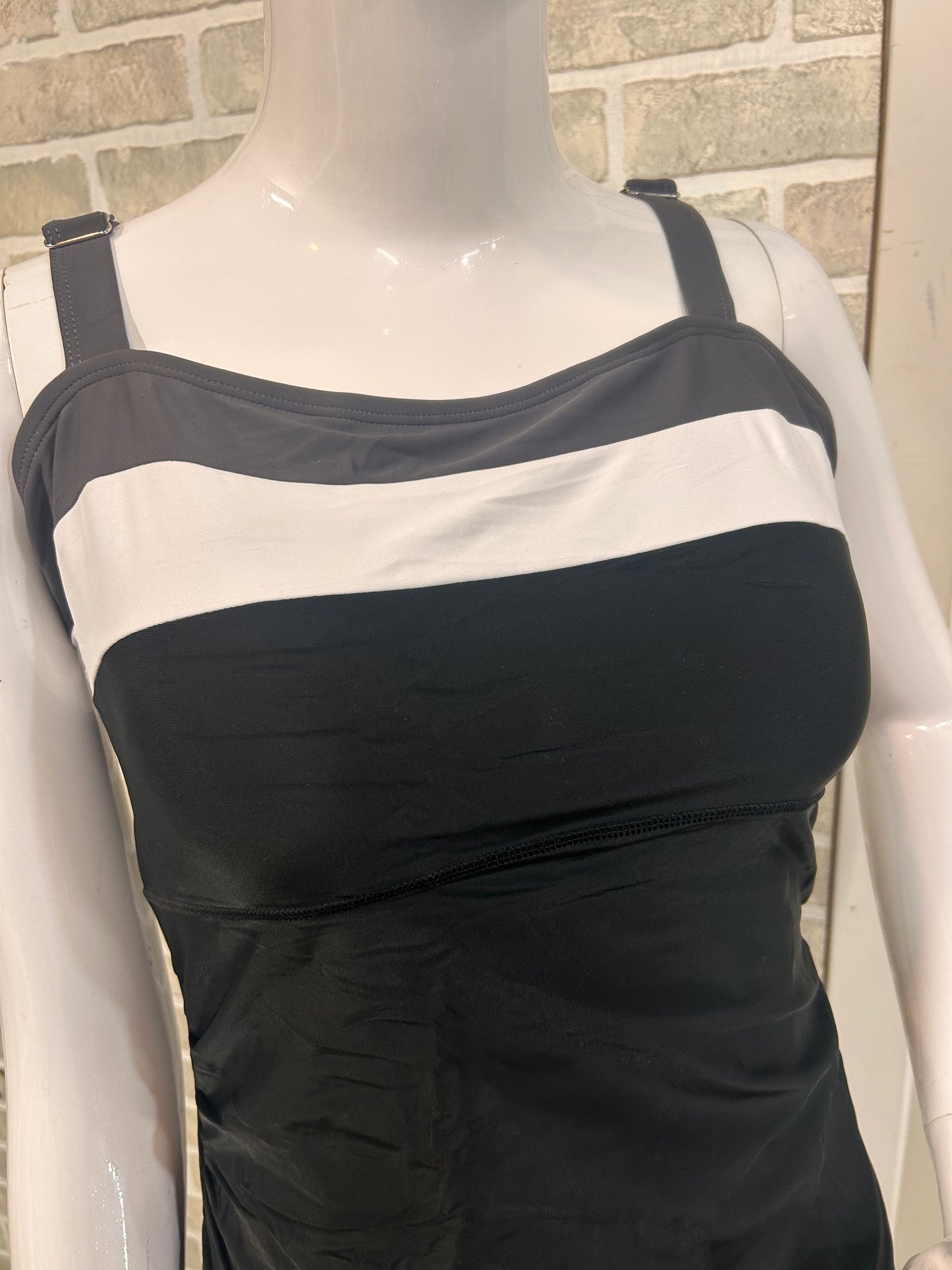 Black Striped Full piece Bathing Suit - 60073