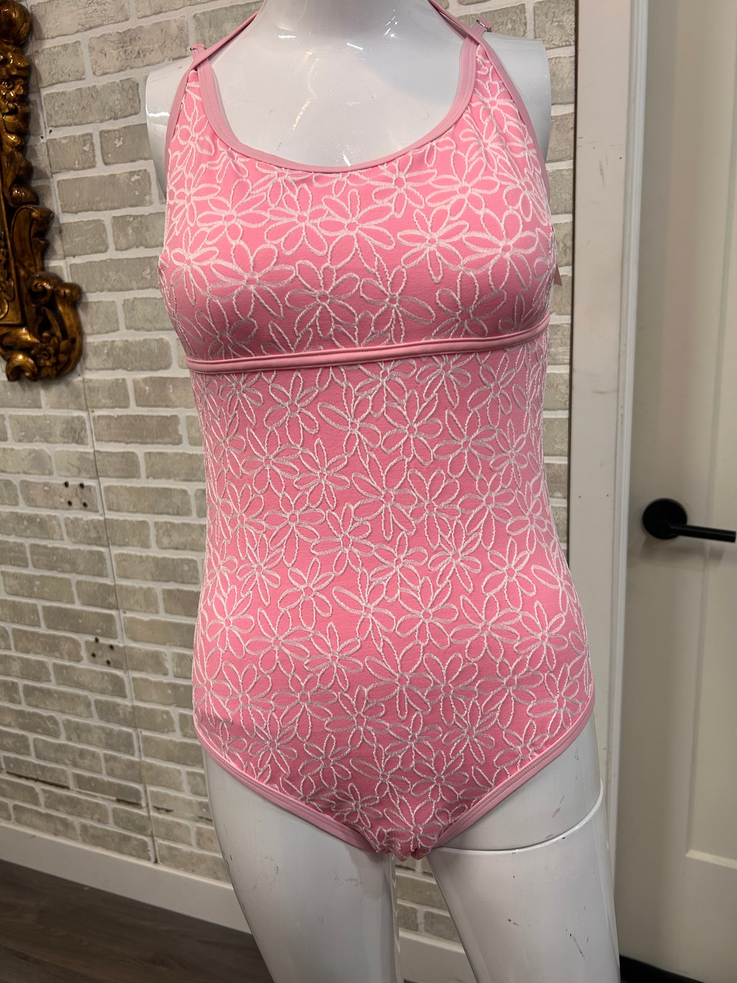 Pink Flower Textured Bathing Suit - 60076