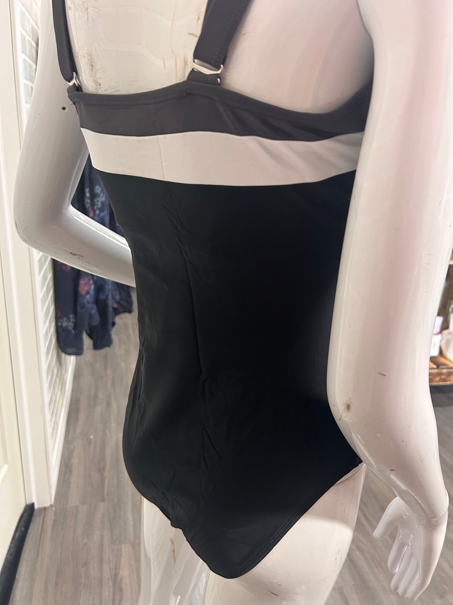 Black Striped Full piece Bathing Suit - 60073