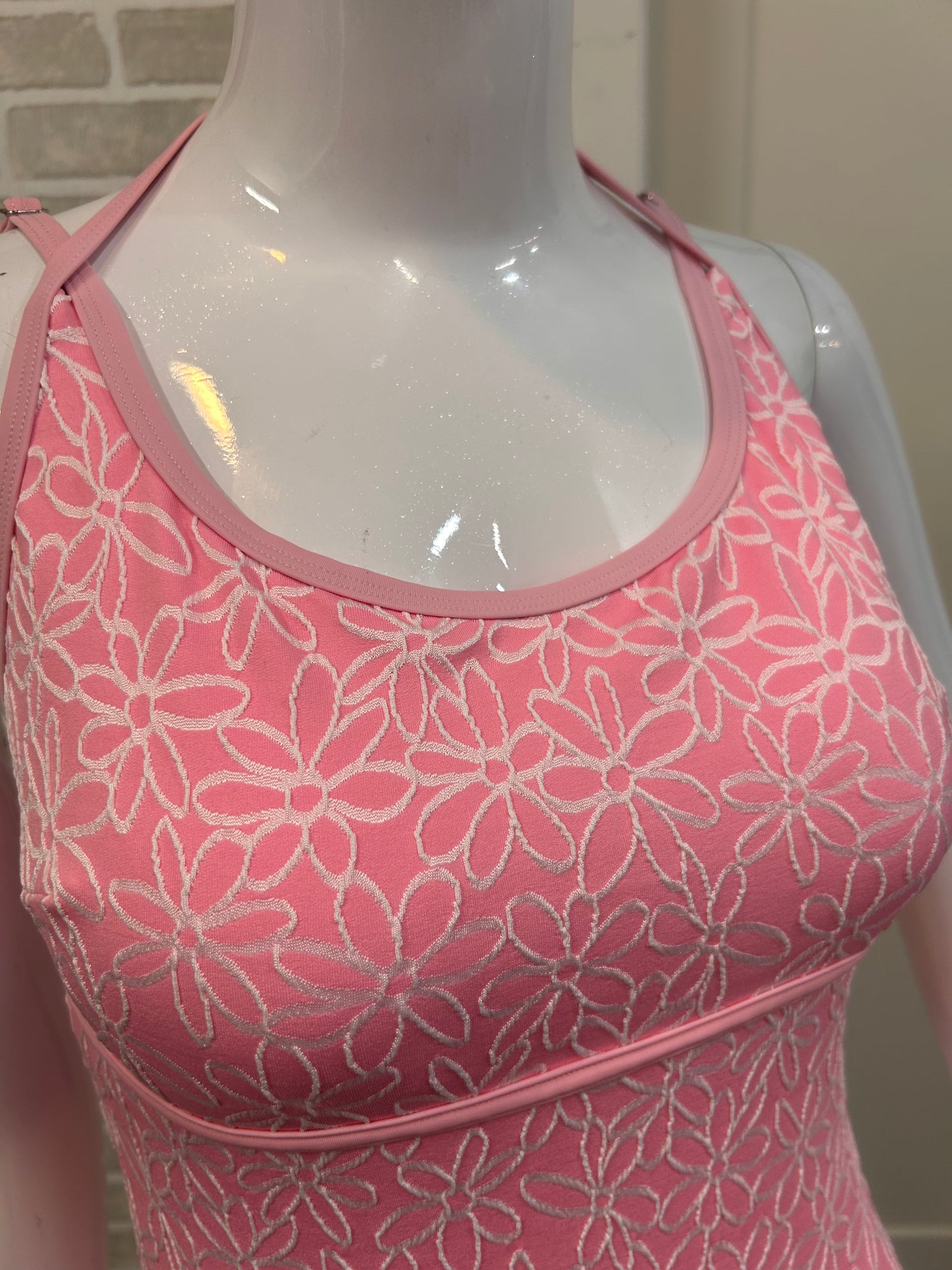 Pink Flower Textured Bathing Suit - 60076