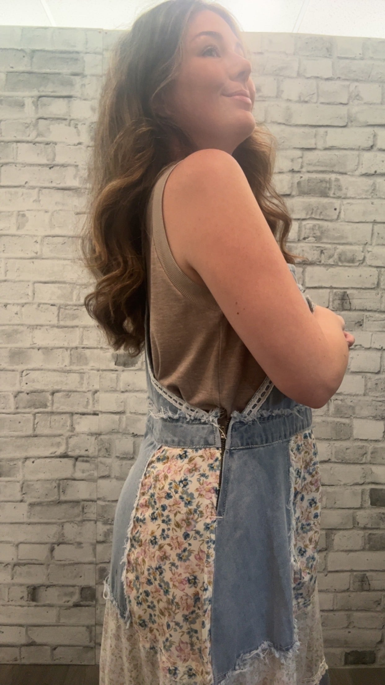 Vintage Washed Front Pocket Floral Dress - 10041