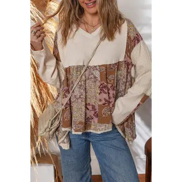 Paisley Long Sleeve Loose Top - 50093