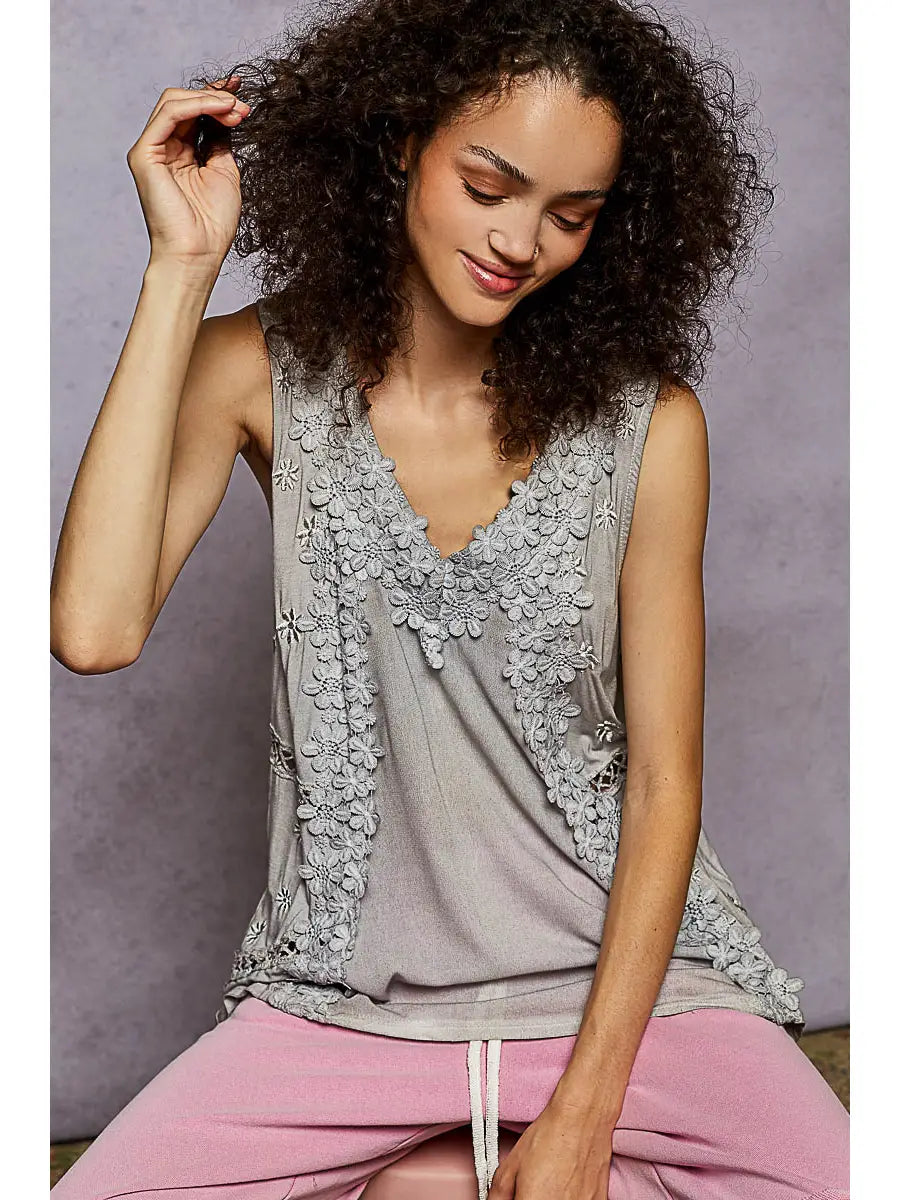 Floral Lace Top with Crochet details - 50100