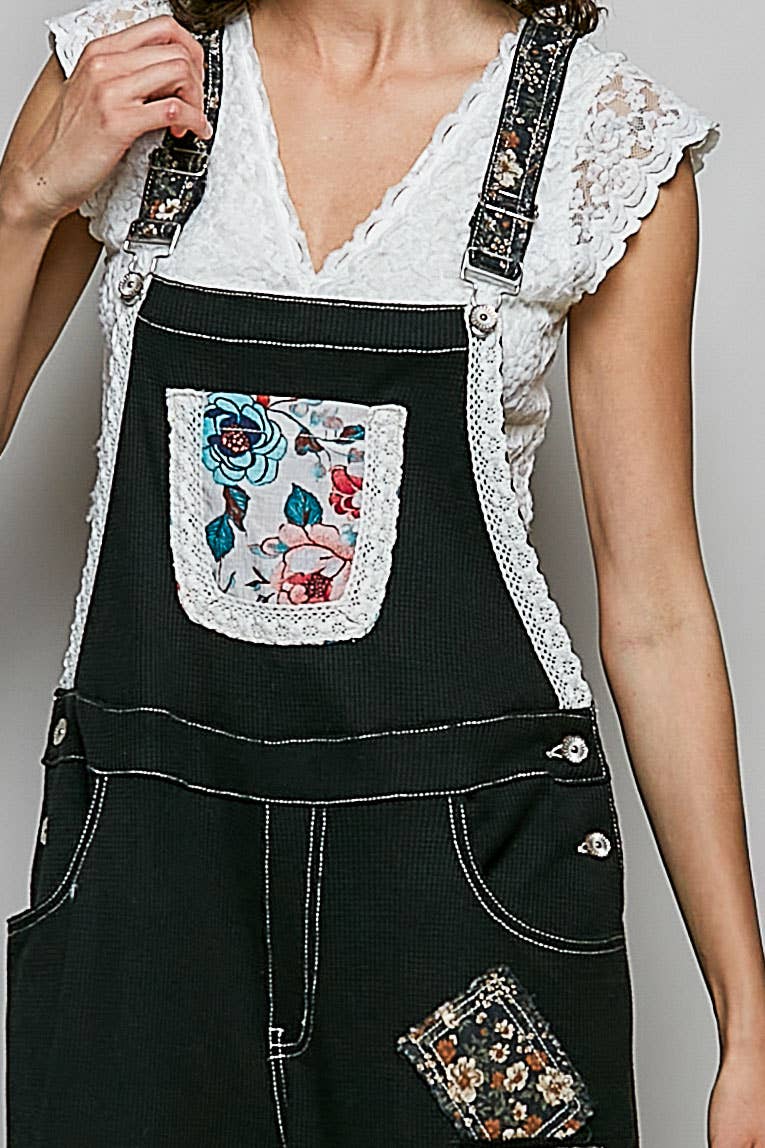 Feminine Mixed Printed Fabric Ruffle Wide Leg Overall - 90002