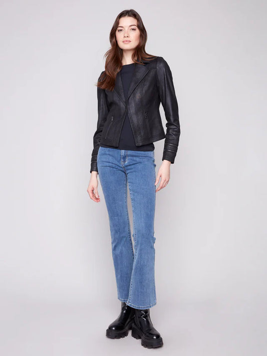 Vintage faux leather black jacket - 41000