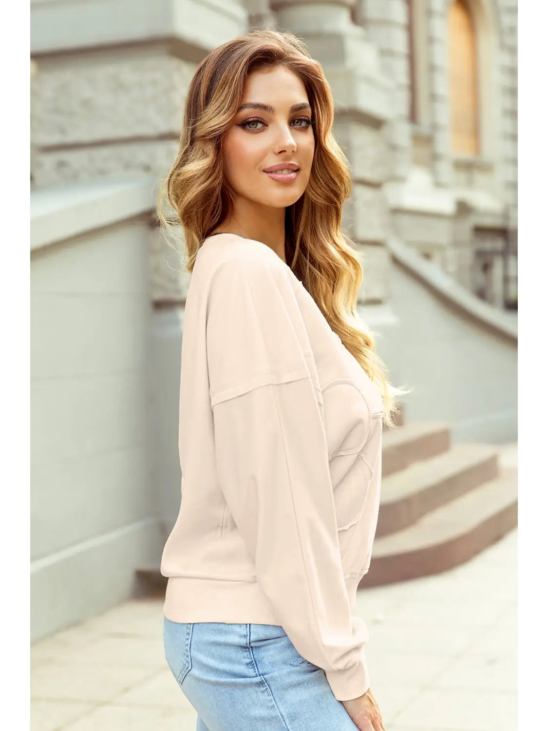 Cream Flower Patch Sweater - 51003