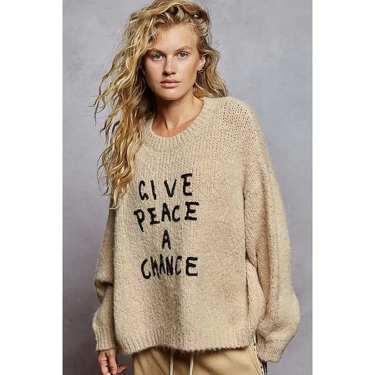 Knit Sweater "Give peace a chance" - 41001