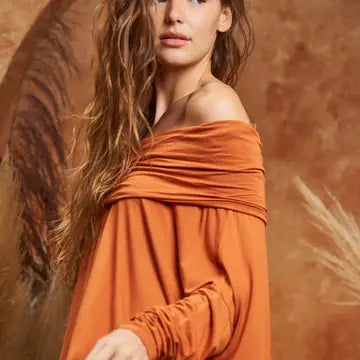 Cowl Neck off the Shoulder Oversize Top - 60001