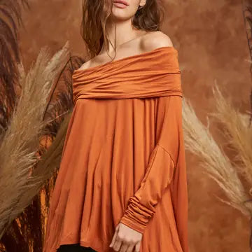 Cowl Neck off the Shoulder Oversize Top - 60001