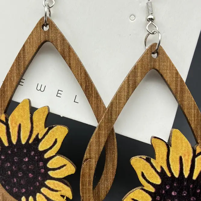 Sunflower Wood Earing