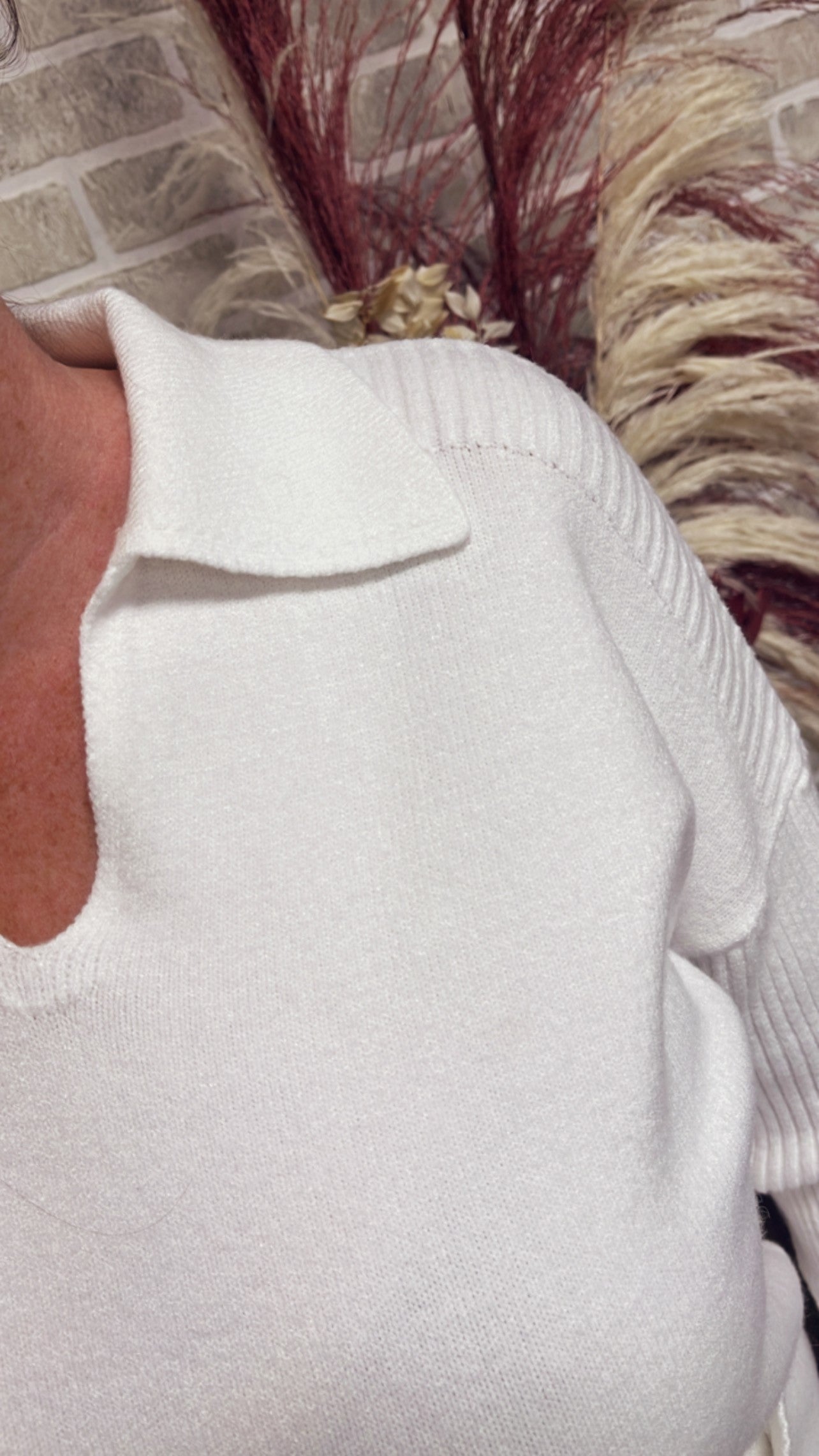V- Neck Long Sleeve Collar Sweater C2547-736A