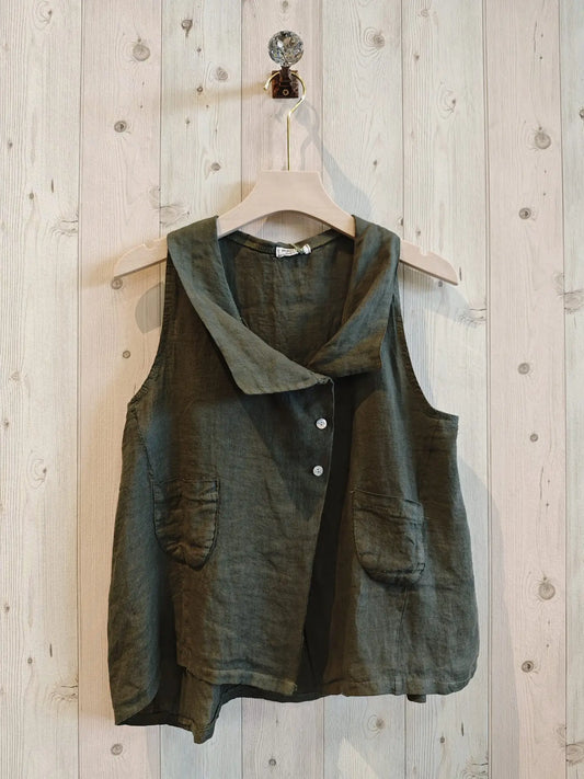 Linen Unequal T-shirt - 60011