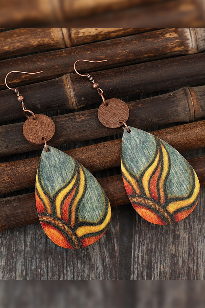 Wood Flower Earing