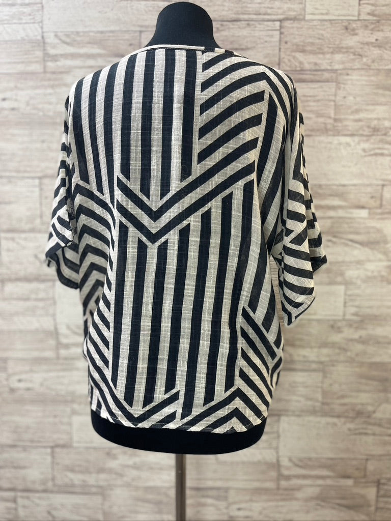 Stripped Blouse With Button Tie 20022