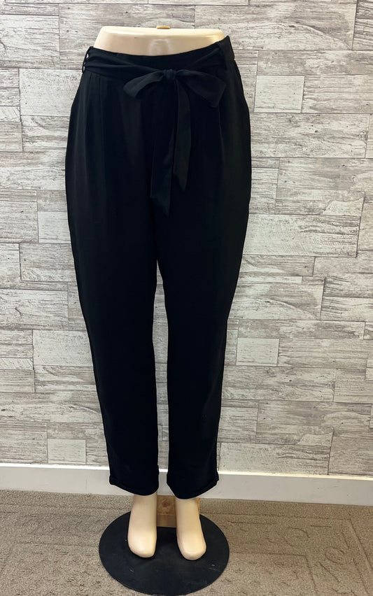 Black Elastic Dress Pants With Strings -11046