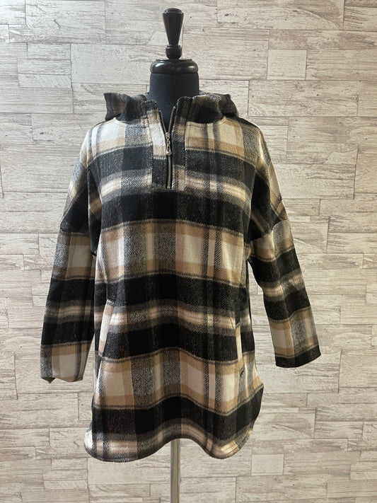 Plaid Pullover Weighted Hoody-13732