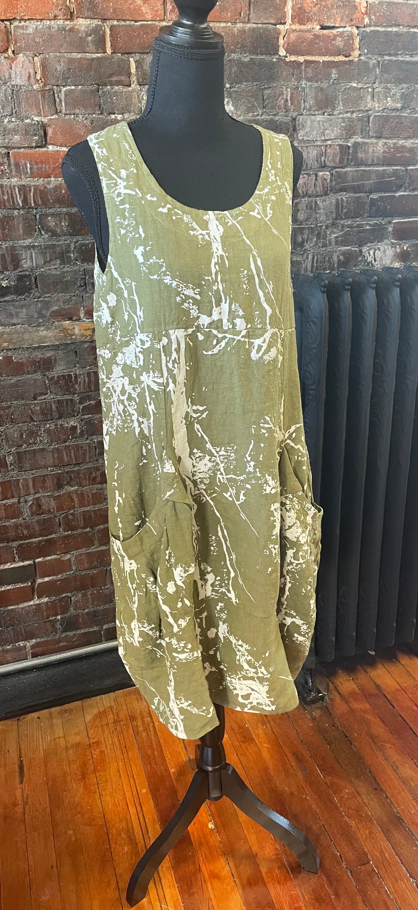 Paint Splatter Linen Pocket Dress 20003