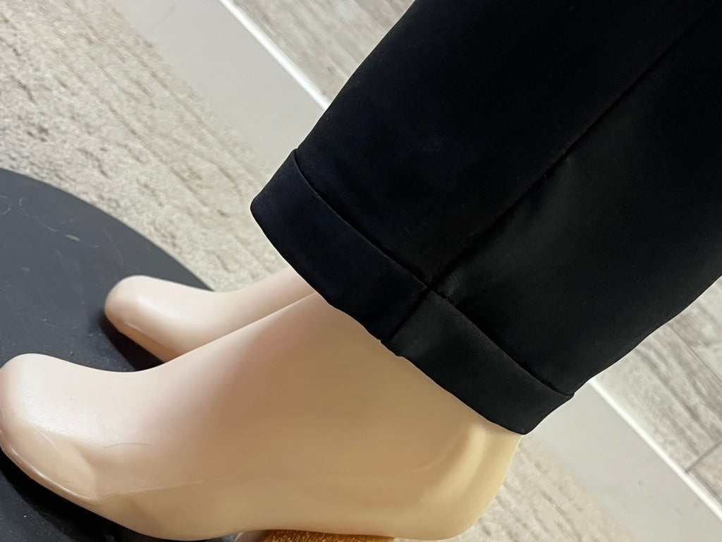 Black Elastic Dress Pants With Strings -11046
