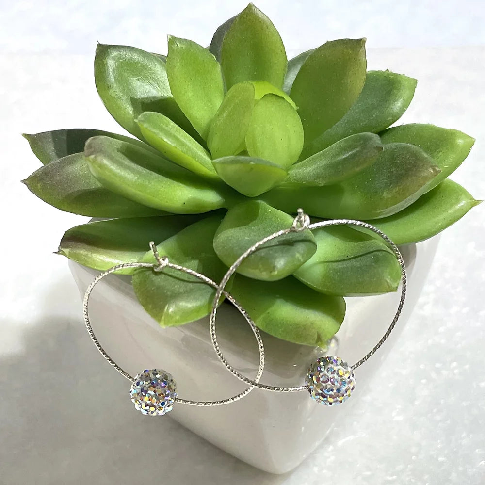 Sparkle Hoops with Crystal Pave Balls
