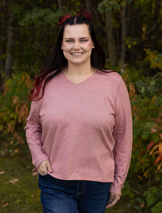 Woodrose Basic V Neck Sweater -10025
