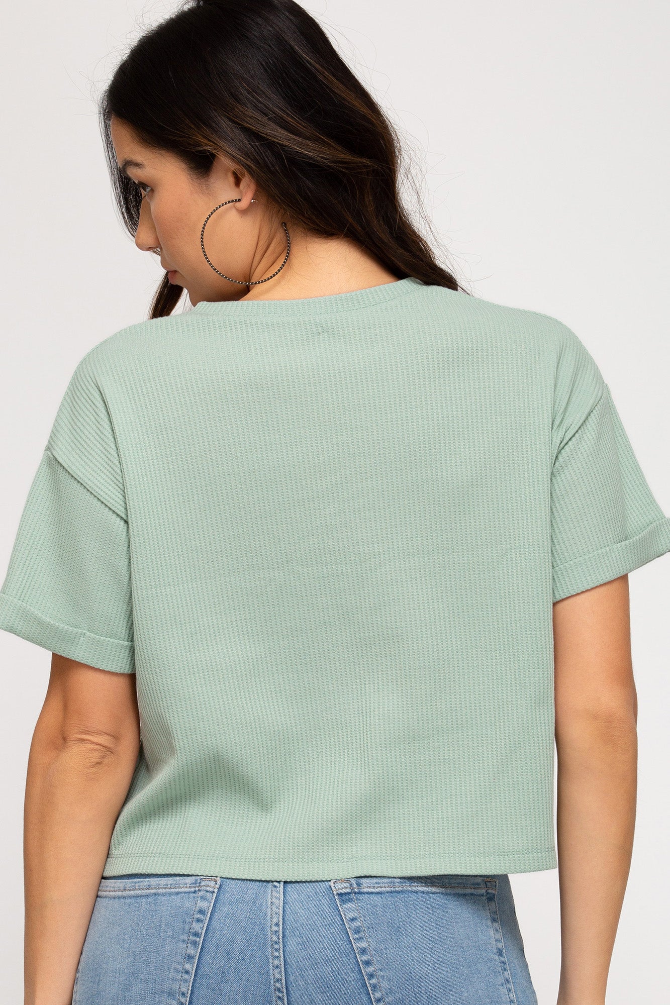 Dream Chaser Crop Tee in Sage Or White